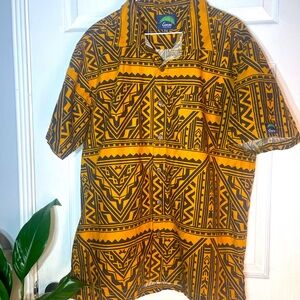 Crown Casual Button Down Shirt Yellow and Black